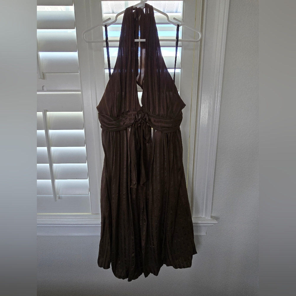 BCBGMaxAzria Brown Halter Backless Dress